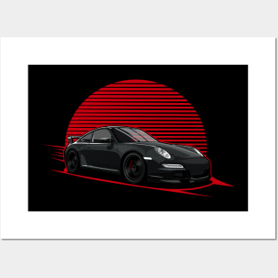 Black 997 car Posters and Art